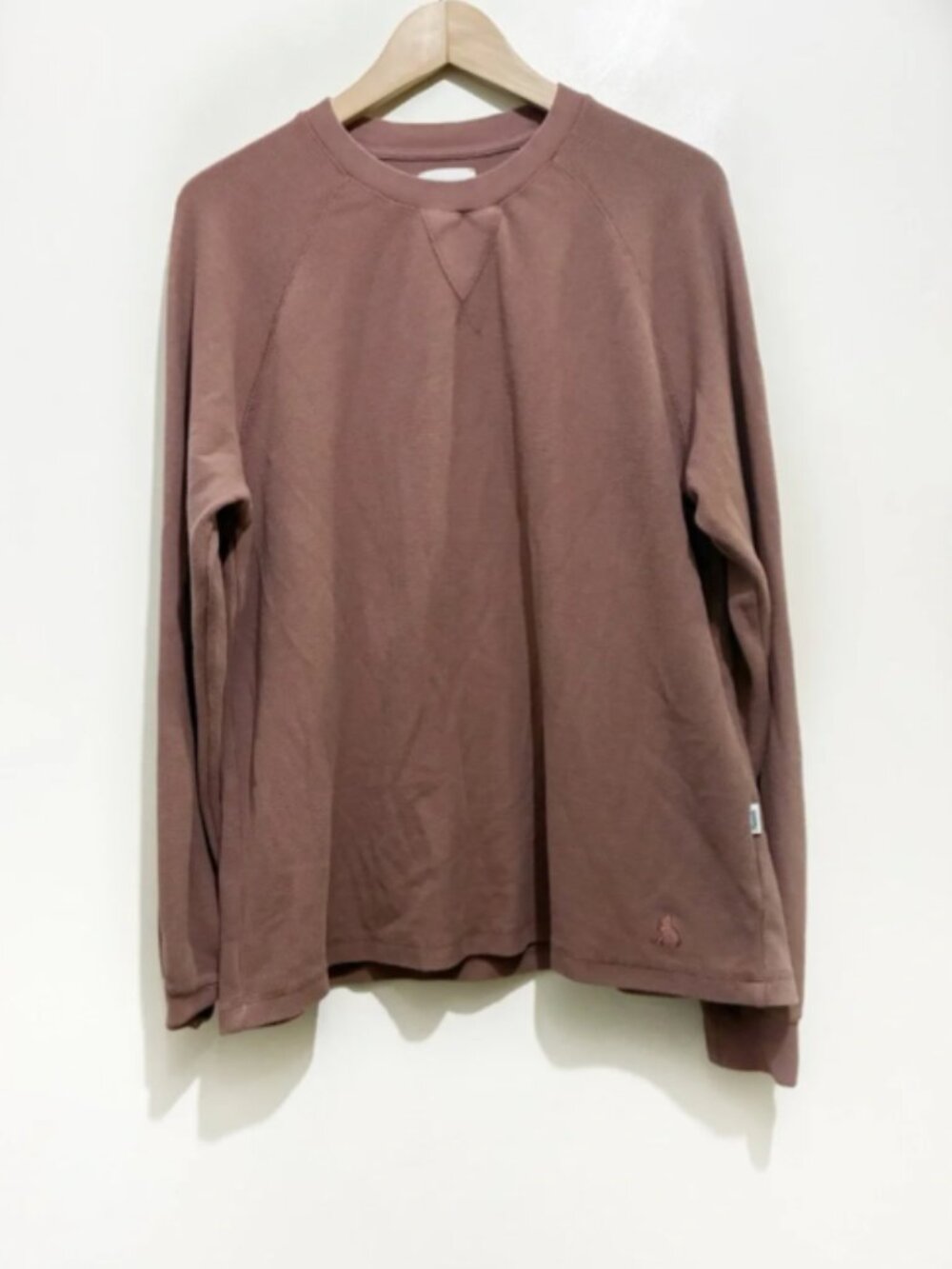 Kuwalla Mens Longsleeve Waffle Knit Henley Size Large Terracotta Red/Brown